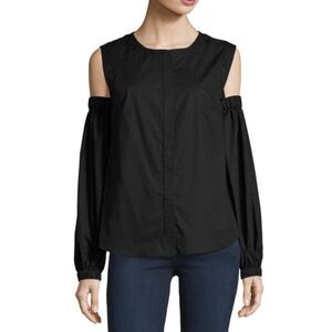 NWT Milly Mica Off-the-shoulder Button Up Top in Black, Size 8